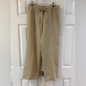 Relax Tommy Bahama Khaki Linen Wide Leg Button Fly with Drawstring Size 6